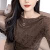 Plus Size Slimming Stylish Off-the-Shoulder Lace Top - Women's Long Sleeve Base Layer