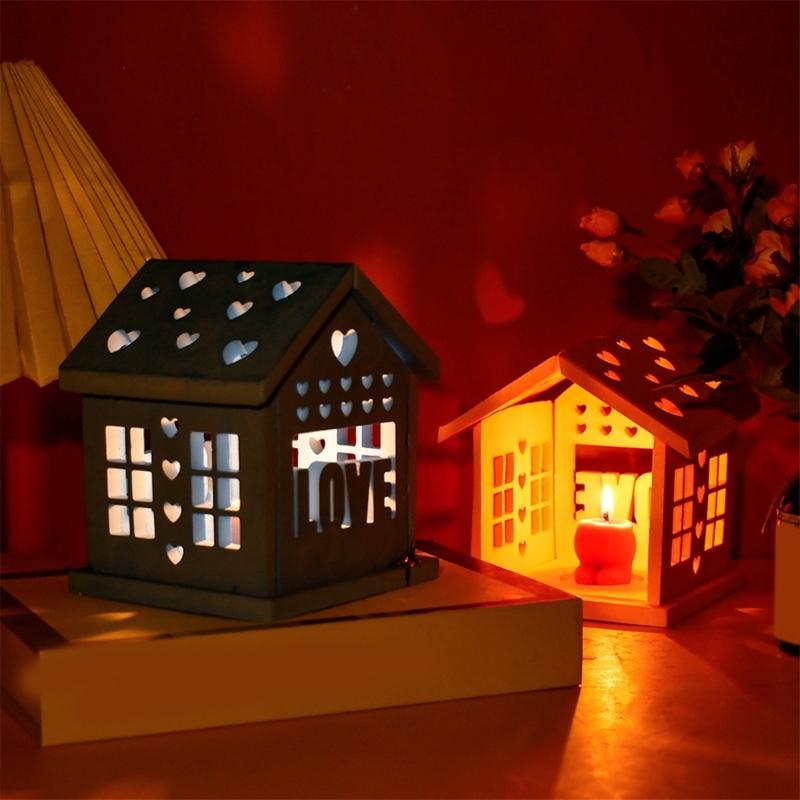 Valentins Day Silicone House Ornament Making Mold for Candle and Night Lights with Heart and House Designs