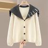 Women's Wool Blend Oversized Lapel Short Cardigan