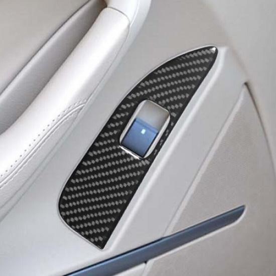 For Cadillac CTS 2008-13 Real Carbon Fiber Window Switch Interior Cover Trim 4pc