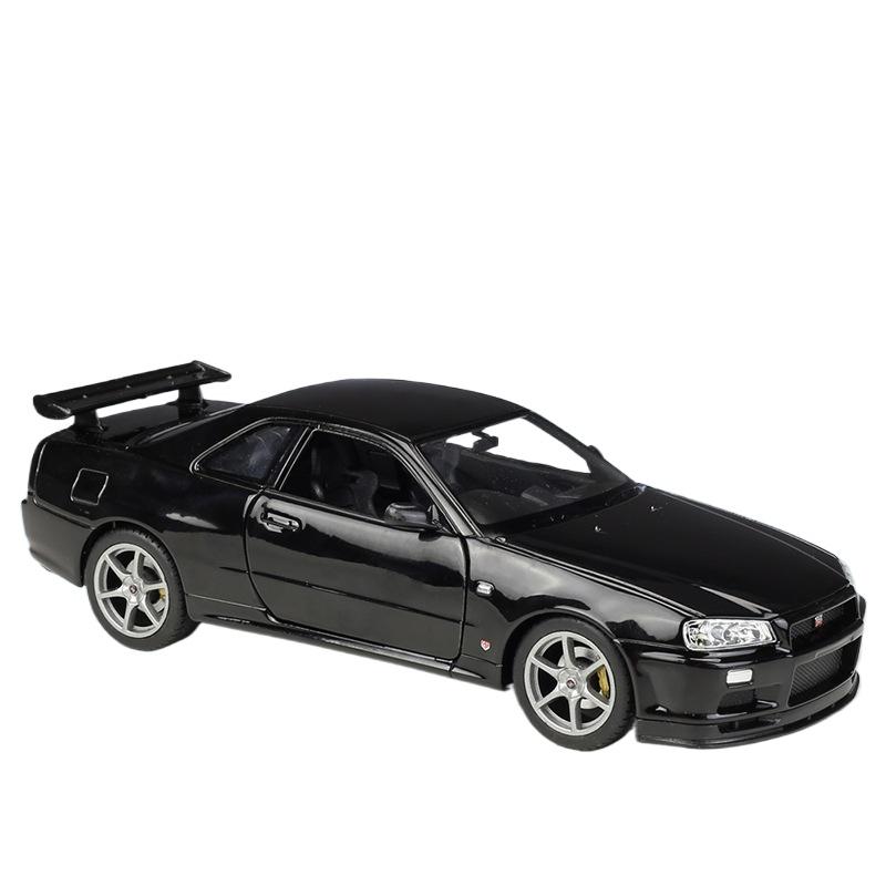 Welly 1/24 Nissan Skyline GTR R34 Alloy Sports Car Model Simulation Diecast Metal Toy Racing Car Model Collection Childrens Gift