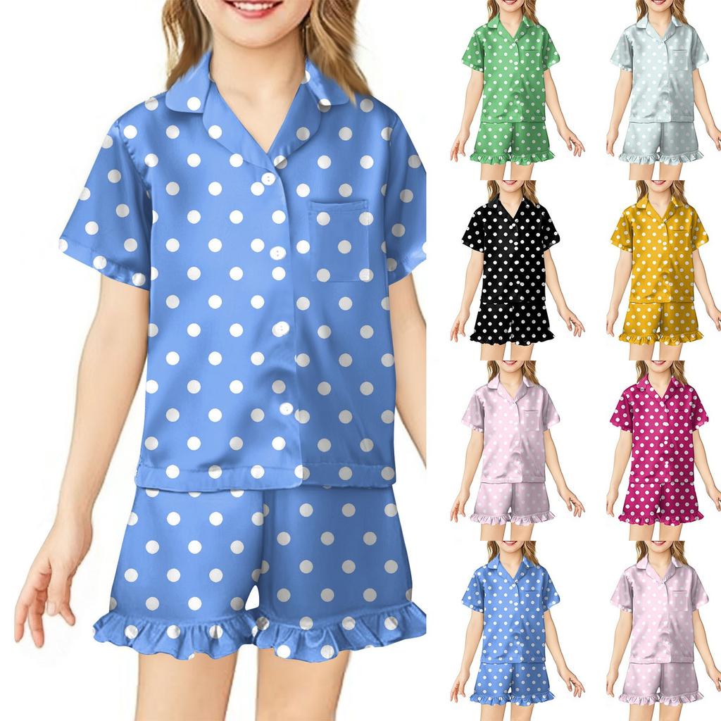 Barneklær Hjemmeklær Pyjamassett Kortarmet Topp Shorts Todelt Sett Yttertøy Lek Cardigan Klær