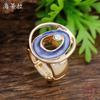 New enamel color hollow ring elastic ring women's simple high-end diamond-set oval ring