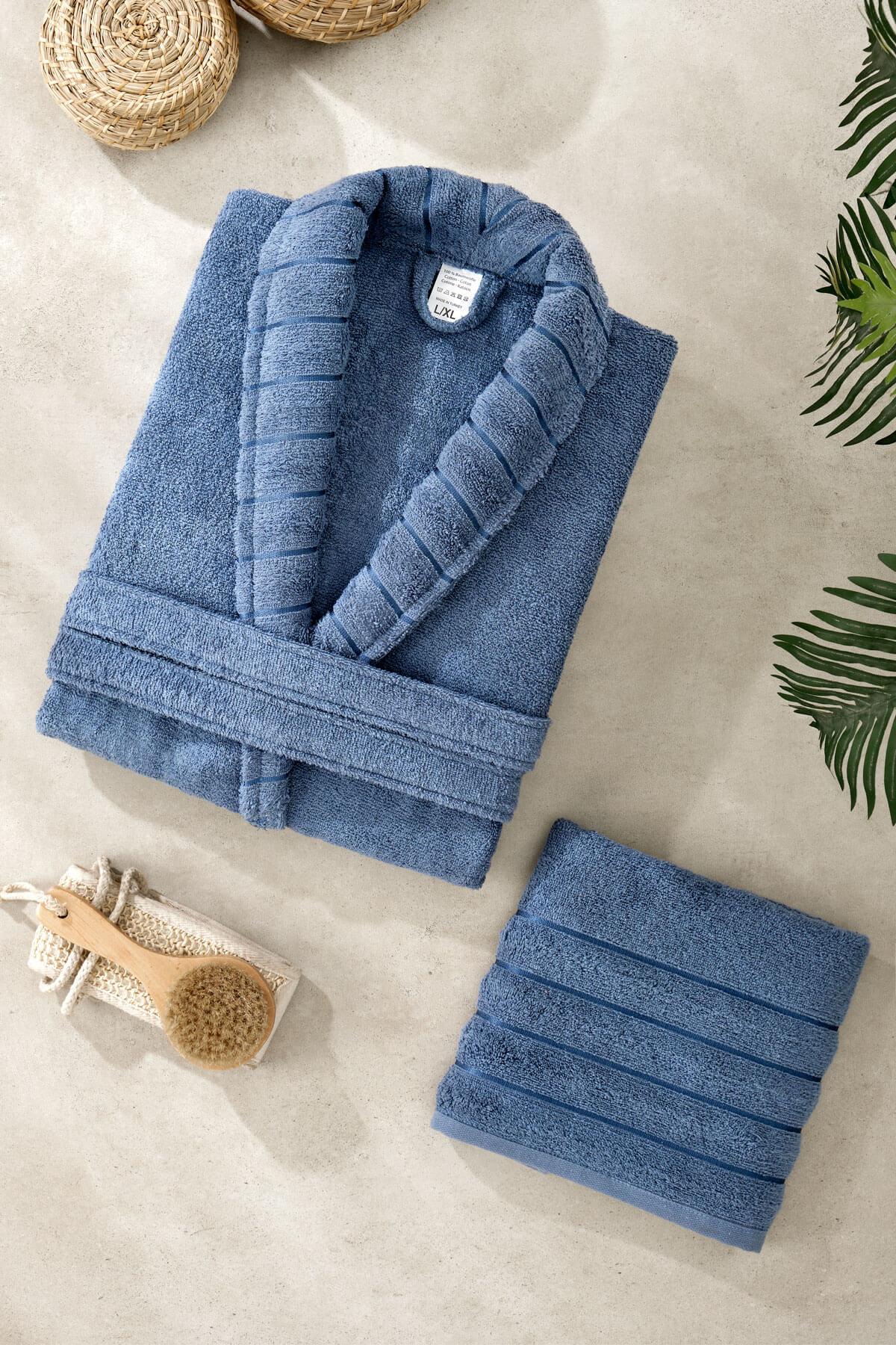 

Mira Home Soft Elegance Bathroom Single Bathrobe Set 100% Cotton S-M світло-сірий колір