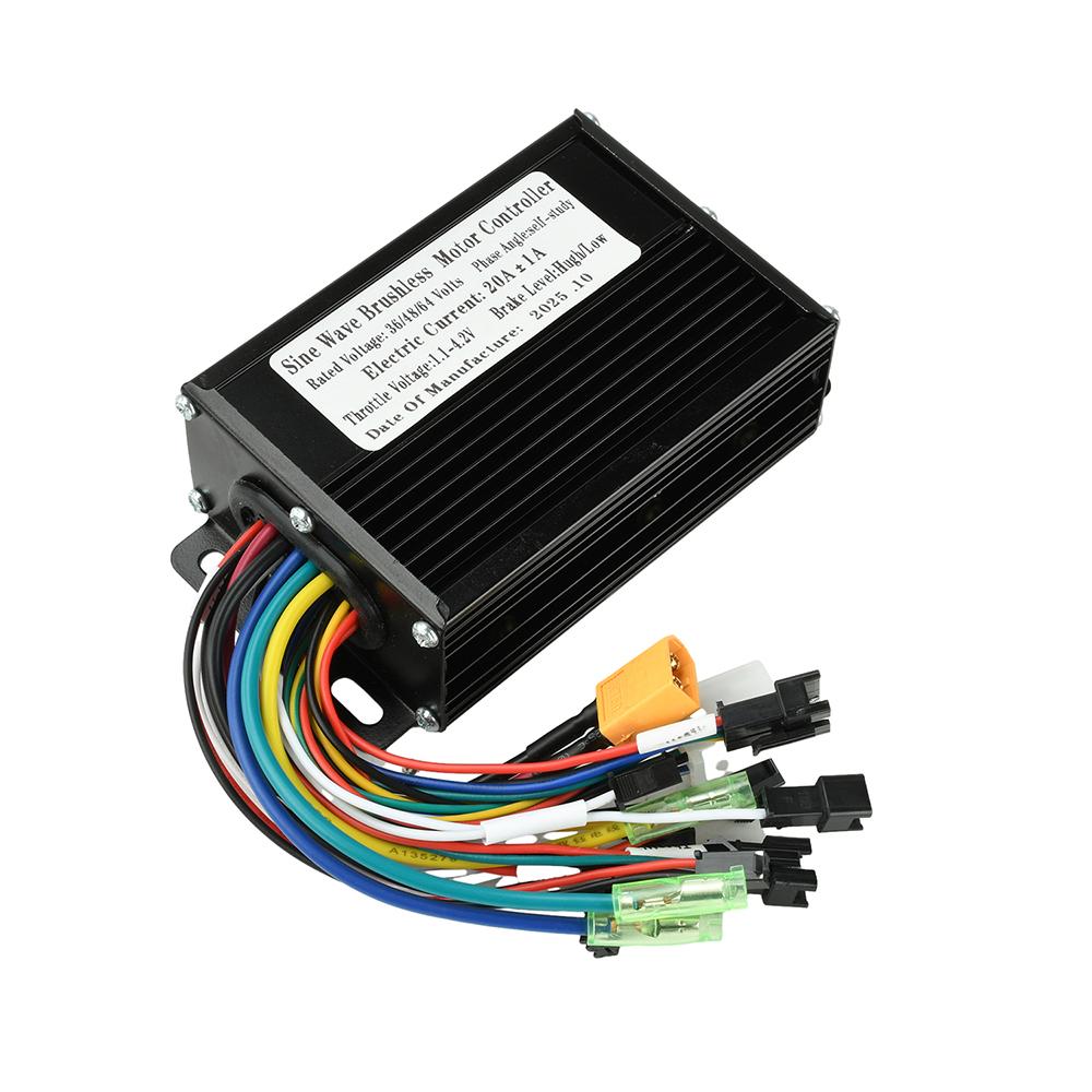 

36V 48V 64V 750-1500W 30A Sine Wave Brushless Motor Controller for Electric Scooter E-bike чёрный