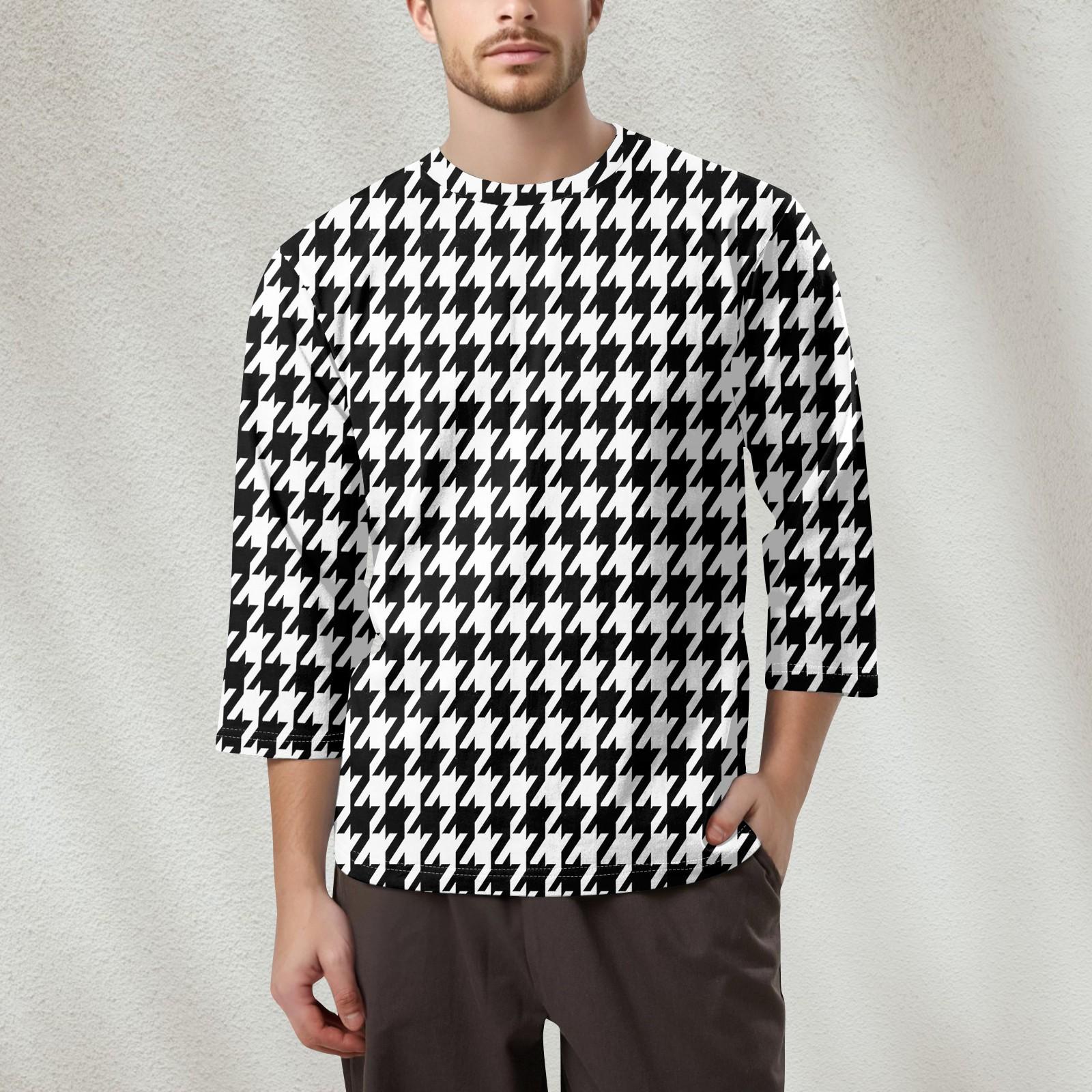 

Мужская модная футболка с круглым вырезом и рукавом 3/4 XL белый