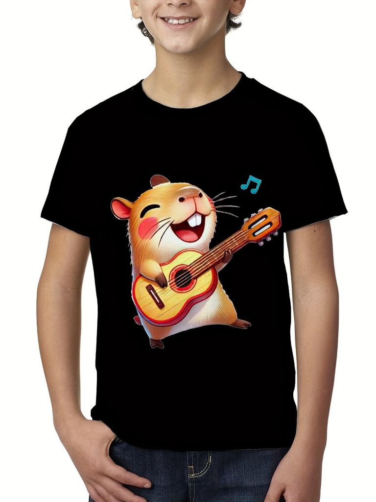 Summer Cute Capybara Boys T-Shirts Short Sleeve Children Top O-Neck Cartoon Graphic T Shirts 3D Print Kids T Shirt Girls Clothes