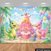 2D Cute Dinosaur Birthday Backdrop Photography Background