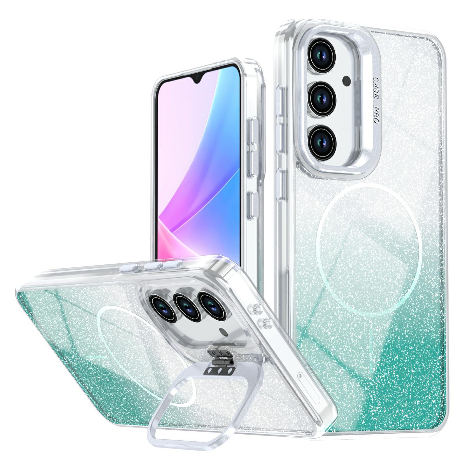 

For Samsung Galaxy S25 FE Magnetic Case Gradient Glitter Shockproof TPU PC Phone Cover