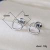 Silver Plated Open Heart Stud Earrings, Minimalist Hollow Love Shape Studs for Women
