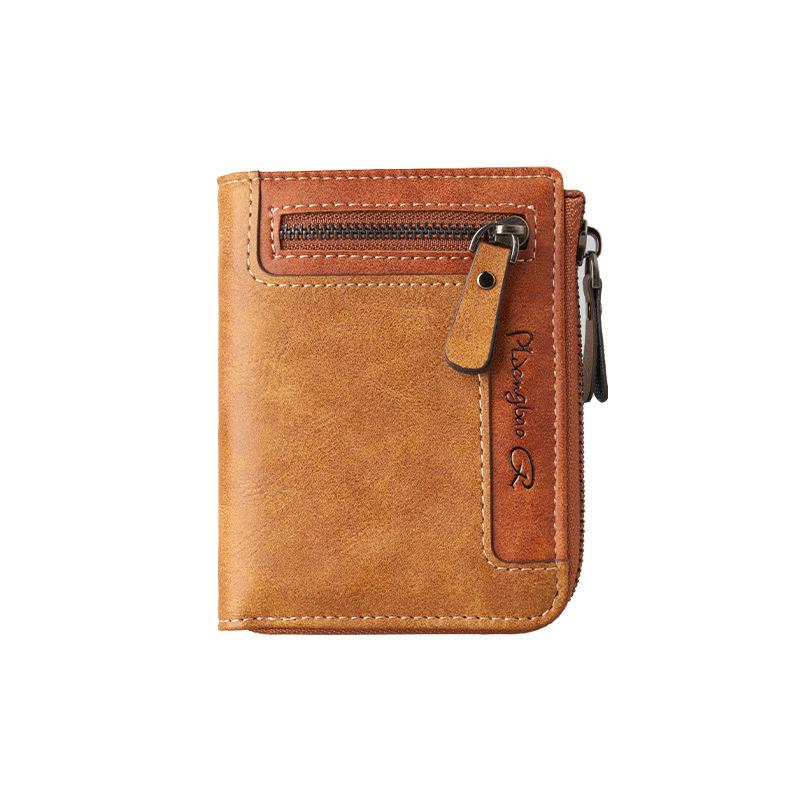 Retro Wallet for Men Zipper Short Leather Men's Wallet Multifunctional Pocket Bifold Purse Fashion Bank Credit Card Holder