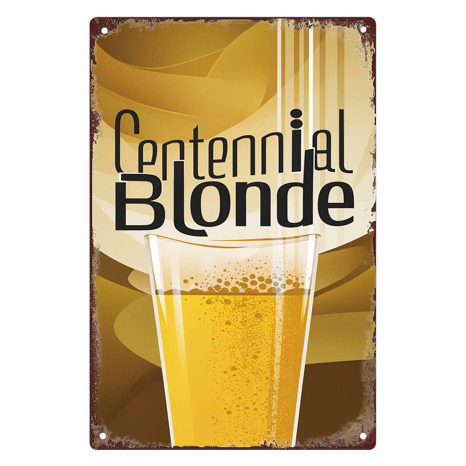 

Vintage Metal Sign Centennial Blonde Beer Mug Wall Art Rustic Brewery Decor for Living Room Kitchen Bar Garage Cafe 20x30cm（7.8x11.8inch）