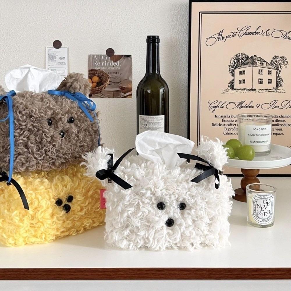 Square Shape Tissue Box Cover Plush Tissue Case Cute Napkin Dispenser Holder Home Decor