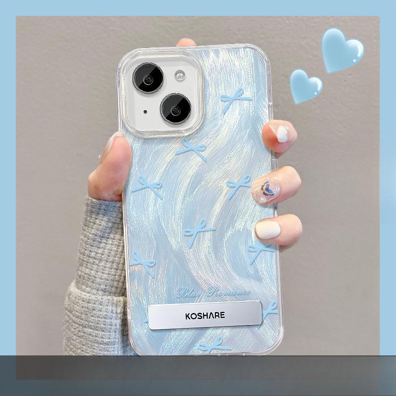 Applicable To Opporeno11 Mobile Phone Case Vivos18 Smudge Bow Bracket Lanyard Xiaomi 14 Feather Yarn IMD Women