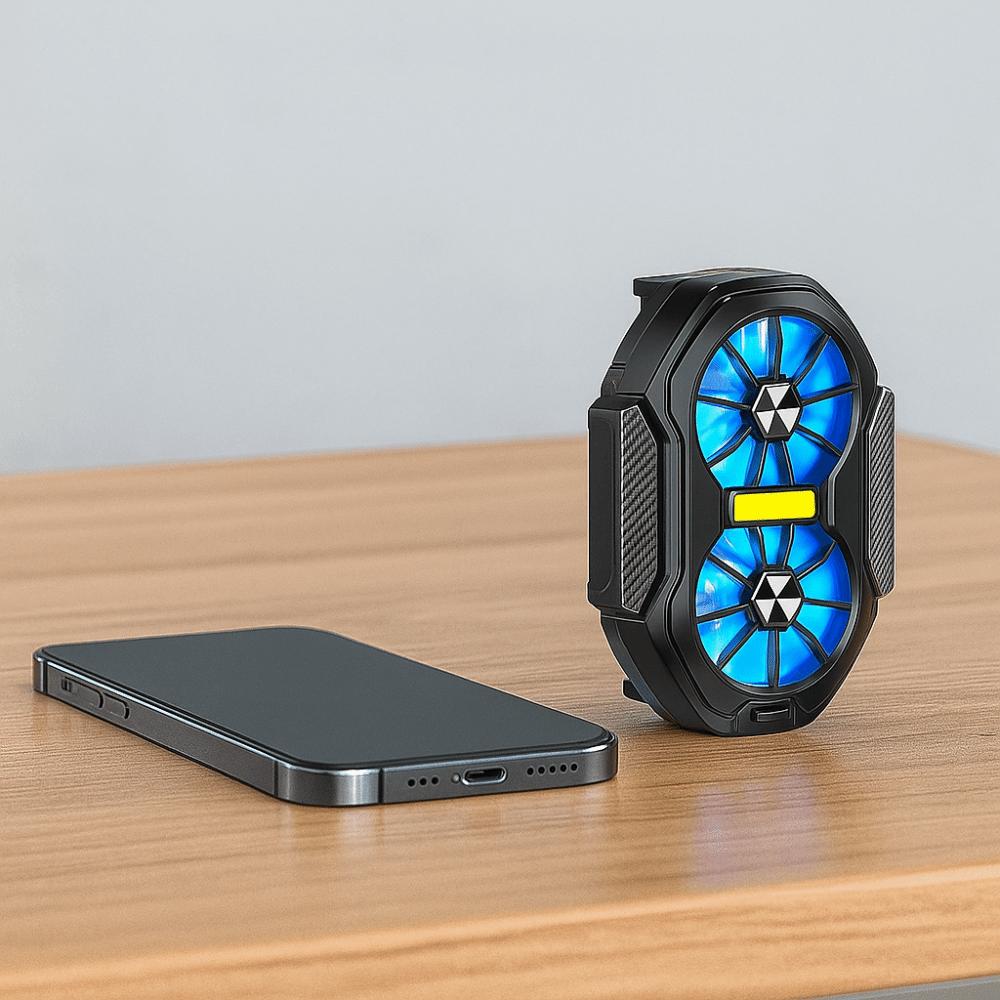 With Blue Light Mobile Phone Cooler Air Cooling Dual Fan Radiator E-sports Live Streaming