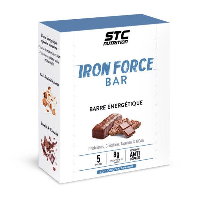 STC NUTRITION - Iron Force Bar - Barre énergétique protéinée - Créatine + Taurine + BCAA - Actif breveté - Etui de 5 barres - Goût p
