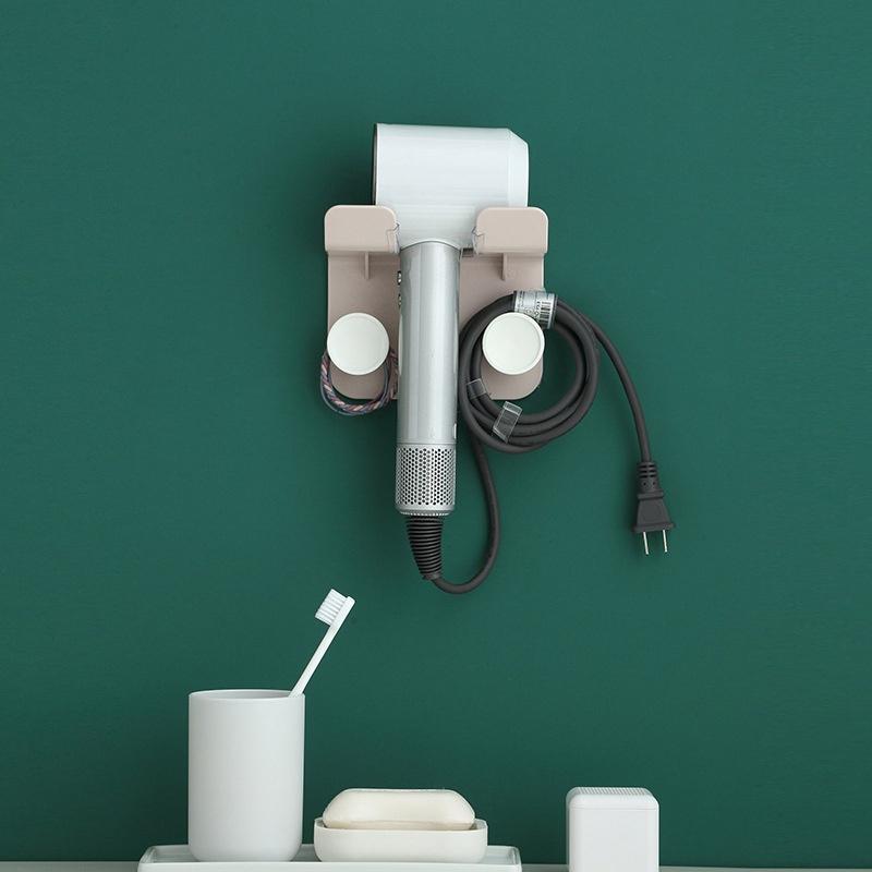 2PCS Hair Dryer Free Punch Bathroom Toilet Toilet Storage Rack Wall-mounted Hair Dryer Rack Hair Dry