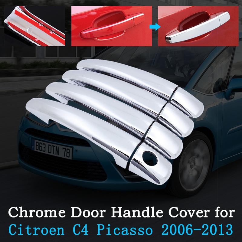 Chrome Car Door Handle Cover for Citroen Grand C4 Picasso 2006~2013 Trim Set Exterior Accessories 2007 2008 2009 2010 2011 2012