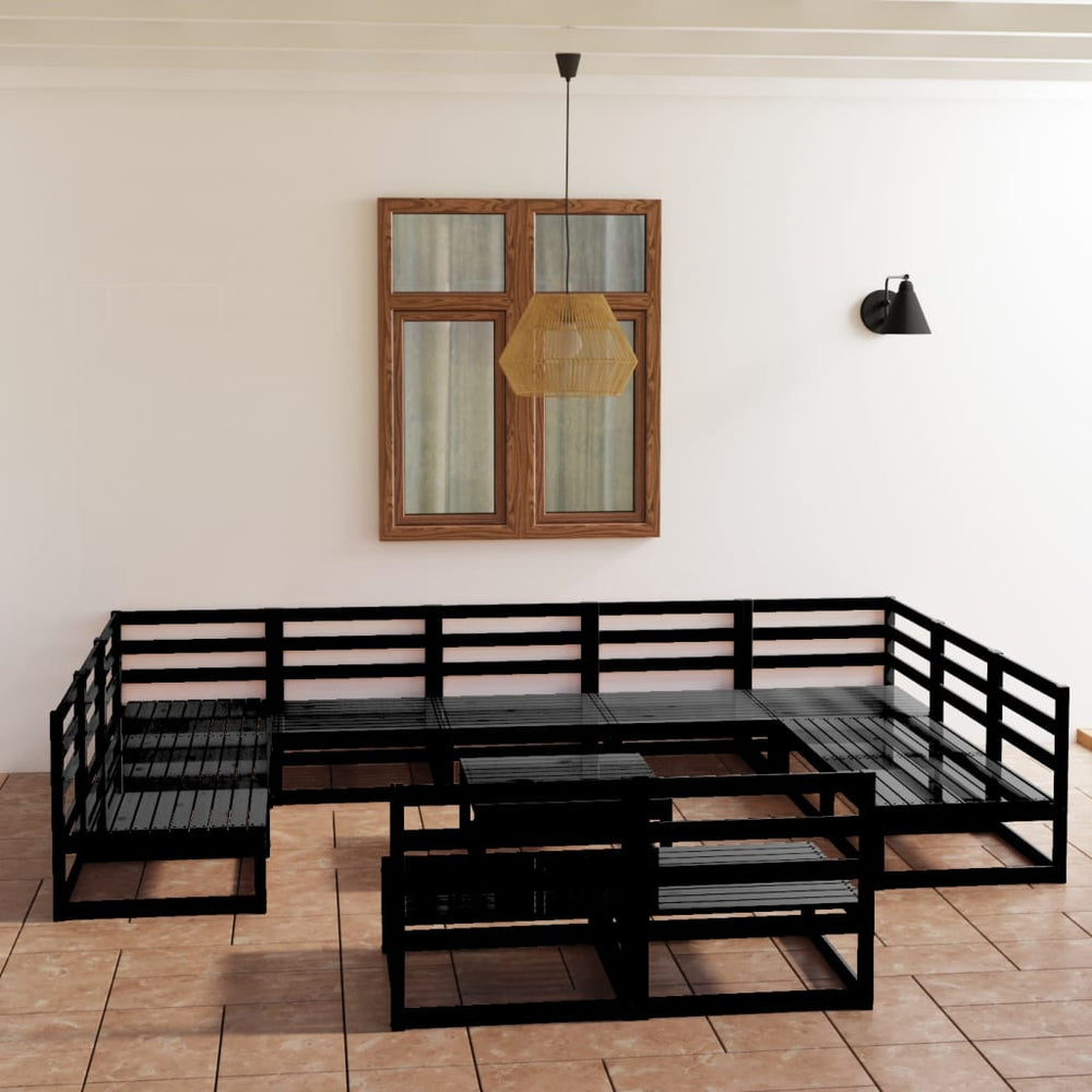 Salon de jardin 12 pcs bois de pin massif