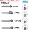 Router Bits Garden Home 1/4 Inch Shank 4pcs 90 Degree CNC