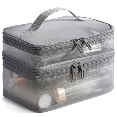 ARESACHI Mesh Cosmetic Makeup Large Makeup Pouch Box, Pouch, Capacity, (Gray)