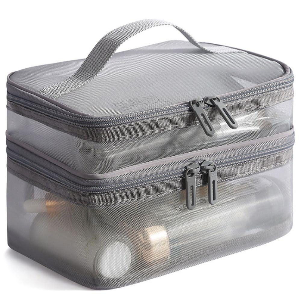 

ARESACHI Сетчатая косметичка, большая косметичка-бокс, косметичка, вместимость, (Серый) серый