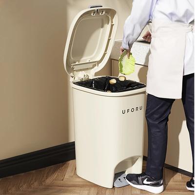 Lixeira de Pedal Duplo 10L/20L com Tampa para Cozinha Sala de Estar Banheiro Vaso Sanitário DIY Fofa Criativa Tipo Pé/Empurrar Grande Capacidade