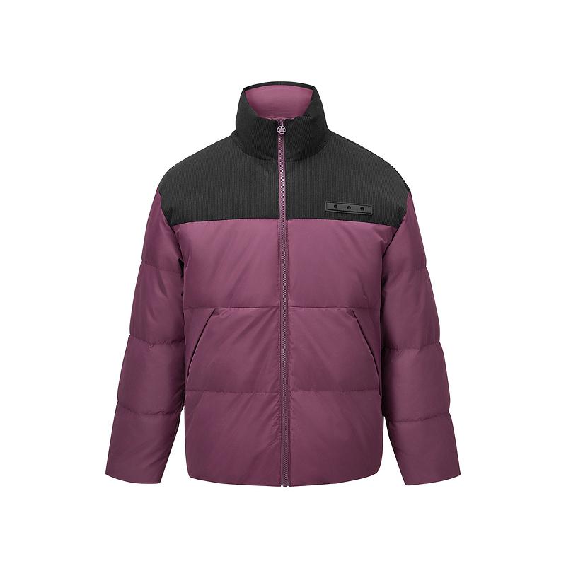 Skechers Smileyworld Series Stand Collar Zipper Long Sleeve Down Jacket Men outerwear Purple Brown L424M145-01G8 M