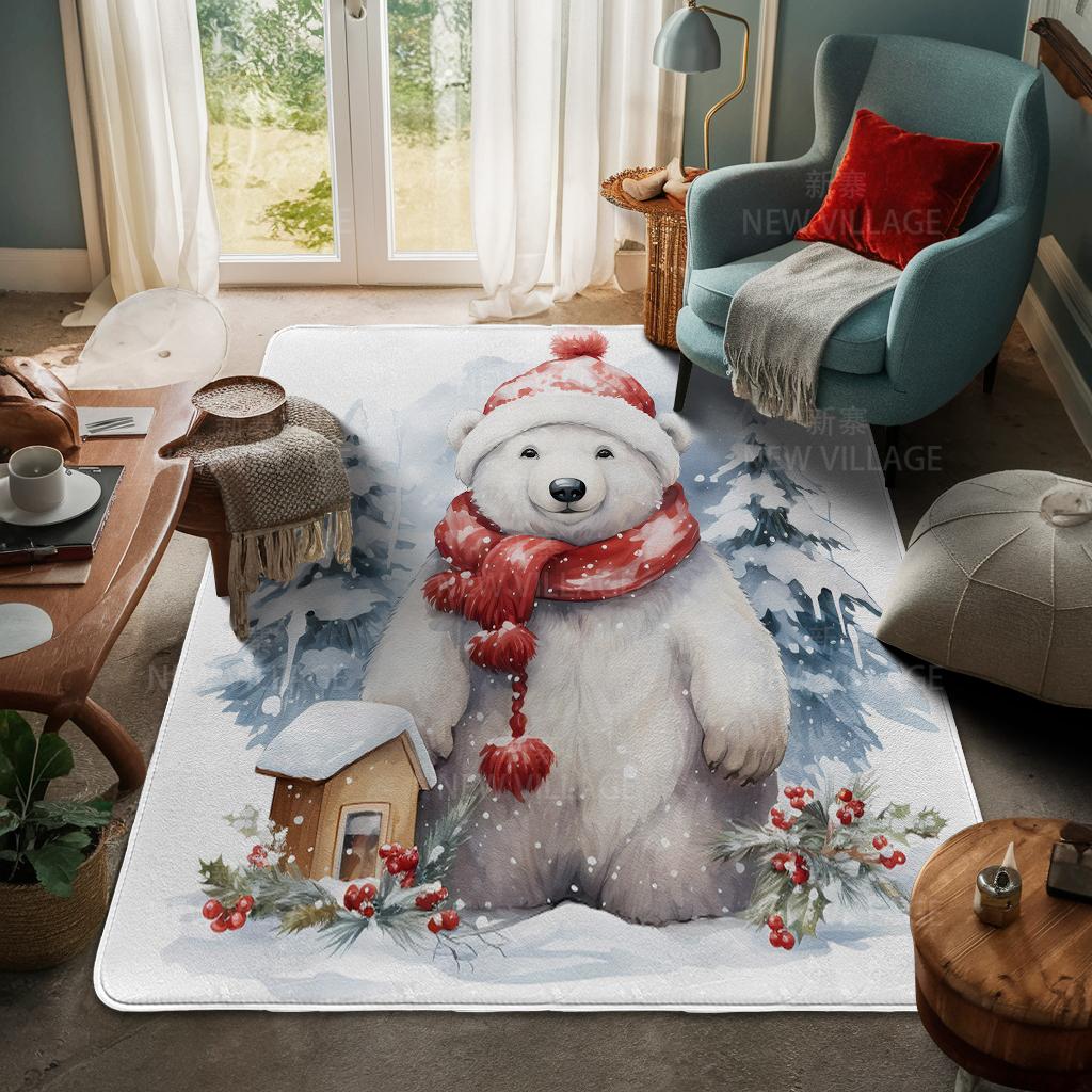House Entrance Carpet Home Door Mat Living Room Bath Foot Bathroom Non-slip Water Absorption Rugs Bath Merry Christmas Winter