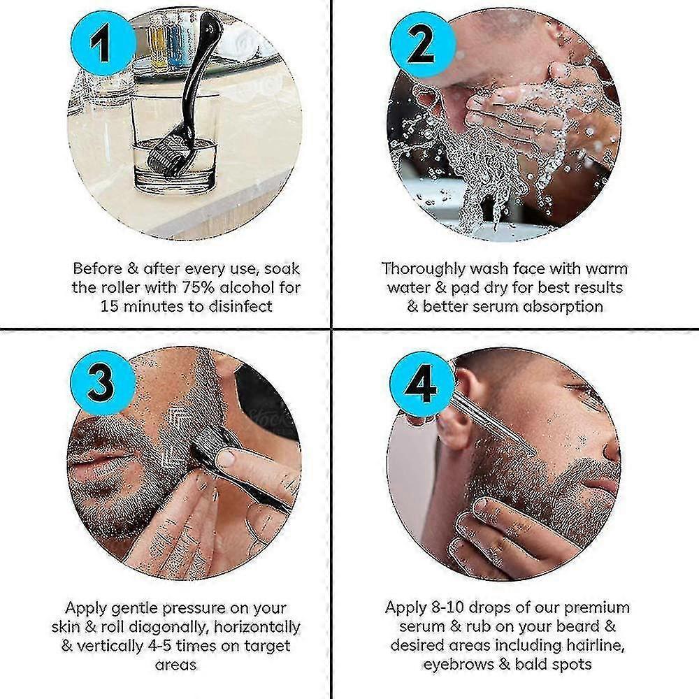 Beard Growth Kit, Beard Derma Roller 0.3mm, Beard Oil For Facial Hair Growth For Men And Dads, Grooming Tool - Eases New And Old Hair Growth - DD