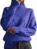 New In Autumn Winter Women Turtleneck Sweaters Full Sleeve Pullovers Spliced Thick Sweater Lozenge Elegant Lady Solid Outwear