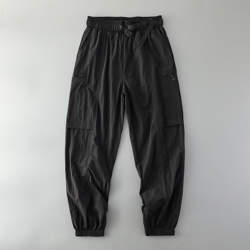 Trendy Quick-Drying Retro Functional Thin Section Export Cargo Pants Black L