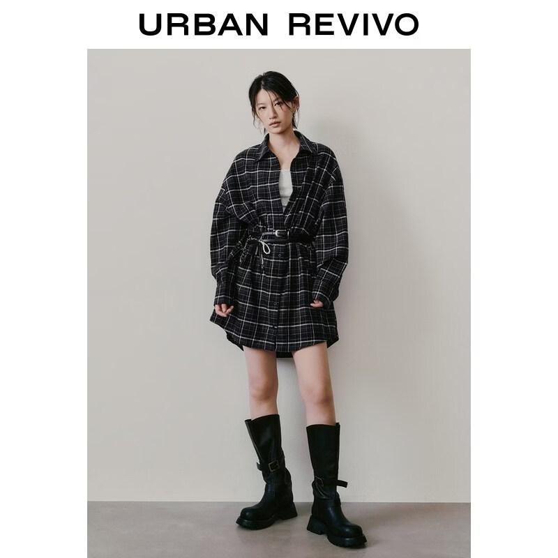 UR2026 Women's Casual Color-block Plaid Dress