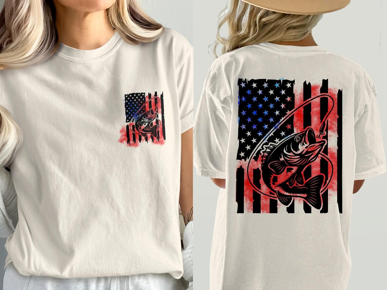 Patriotic Bass Fishing T-Shirt, Distressed American Flag Angler Tee S