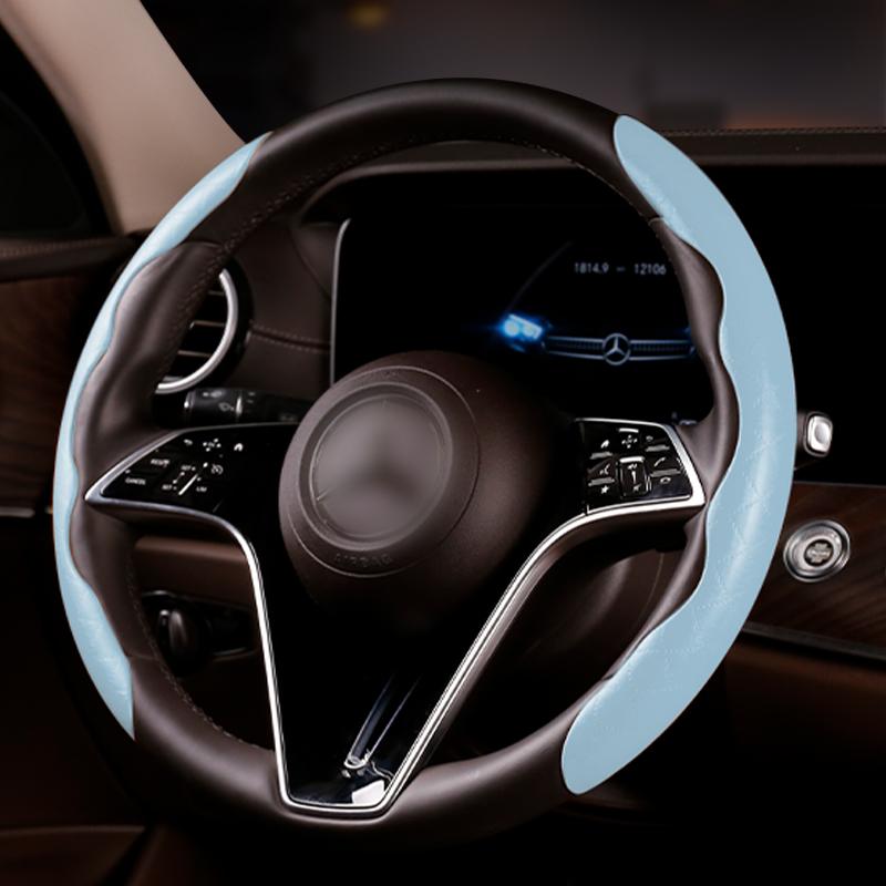 New Style Leather Steering Wheel Cove 38cm Universal Non-Slip Car Steering Wheel Booster 2 Halves Anti-skid