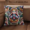 2D Colorful Matryoshka Pillowcases For Home Decor Pattern Cushion Cover Suitable For Sofa Bedroom Car Pillow Cover