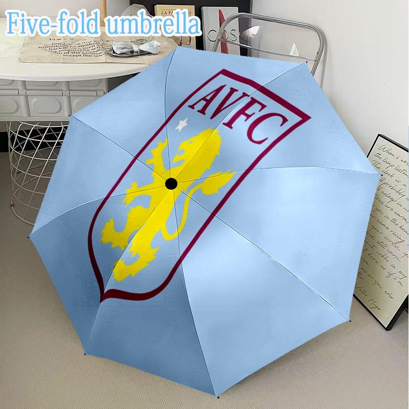 Aston Villa Football Club Mini Umbrella, 5-Fold, Lightweight, Retractable Umbrella Features 8 Ribs, Ideal for Outdoor Use Birthday Gifts