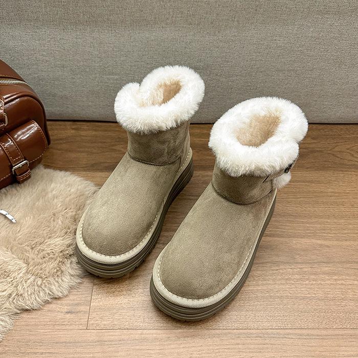 2025 winter new snow cotton boots women's platform bow casual velvet thickened warm non-slip cotton shoes
