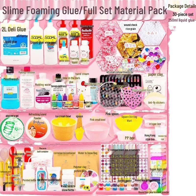 Crystal Clear Slime Making Kit - Complete Set with Foam Glue and Liquid Glass Materials