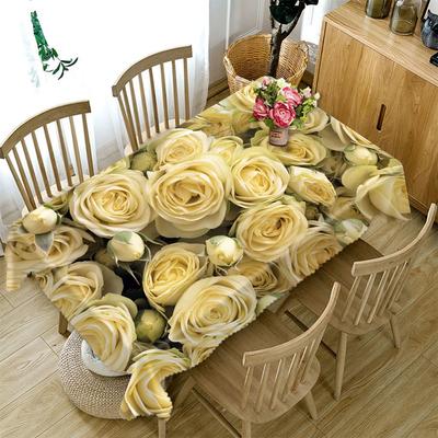 Rose Pattern Waterproof Dining Table Cover Wedding Party Rectangular Tablecloth Home Kitchen Decoration Tapete