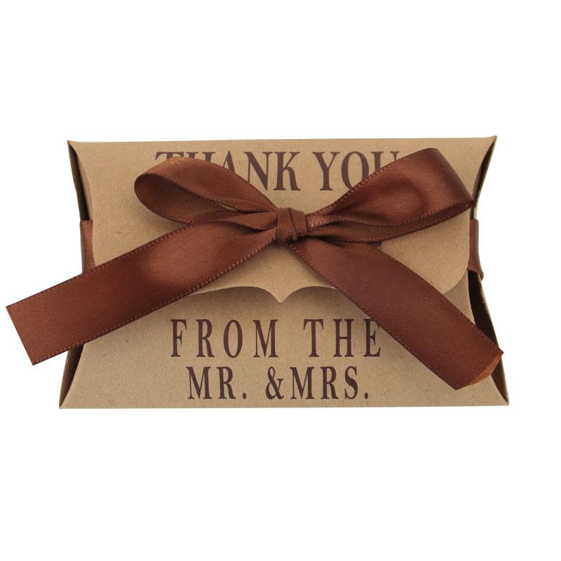 European Retro Cowhide Pillow Box, Creative And Environmentally Friendly Gift Packaging Box, Nude Kraft Paper Happy Candy Box