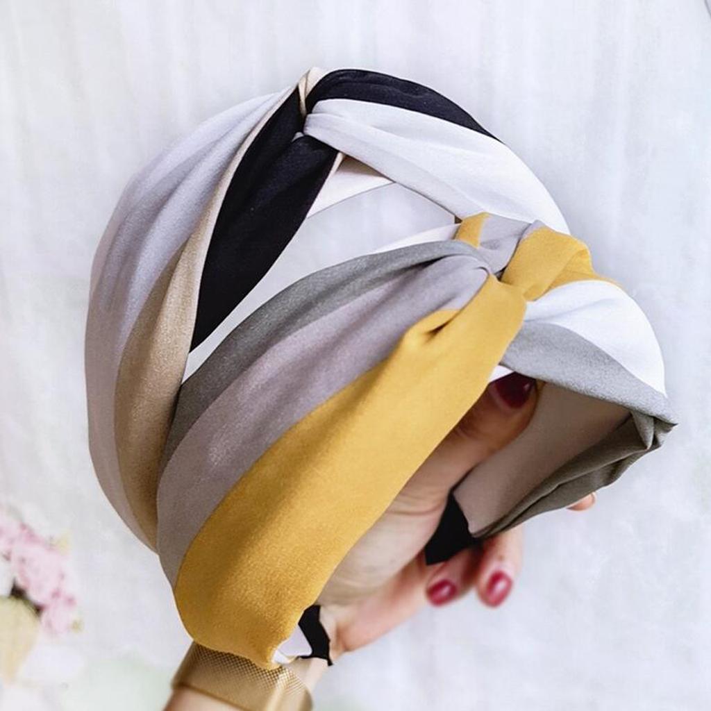 New Fashion Women Hairband Wide Side Headband Cross Knot Turban Classic Striped Headwear Girls Hair Accessories Drop Shipping