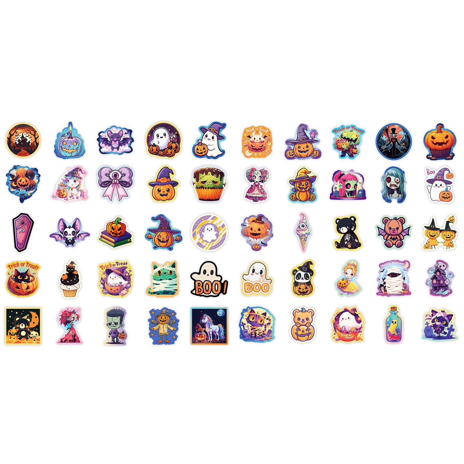 

Набор из 50 Хэллоуинских наклеек - Водонепроницаемые виниловые наклейки для украшения вечеринки, рукоделия и скрапбукинга One Size