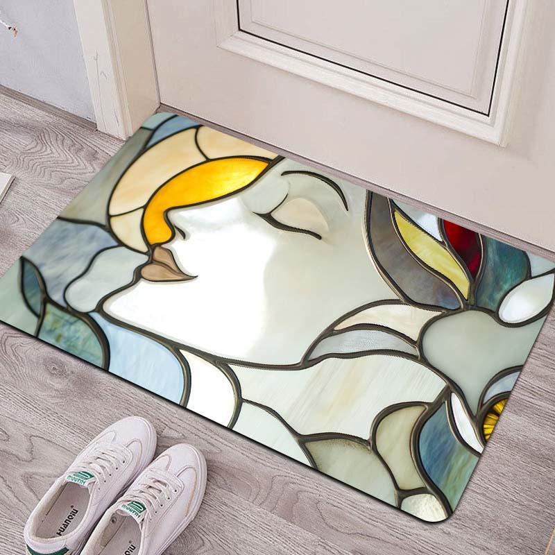 

1pc Stained Glass Art Girl Design Indoor Mat - 8mm Thick, Machine Washable Floor Mat for Entryway, Living Room, Bedroom, Kitchen 40cm x 60cm