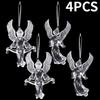 12/2PCS Christmas Acrylic Snowflake Ornament Crystal Clear Icicle Christmas Tree Pendants Holiday Winter Party Hanging Ornament