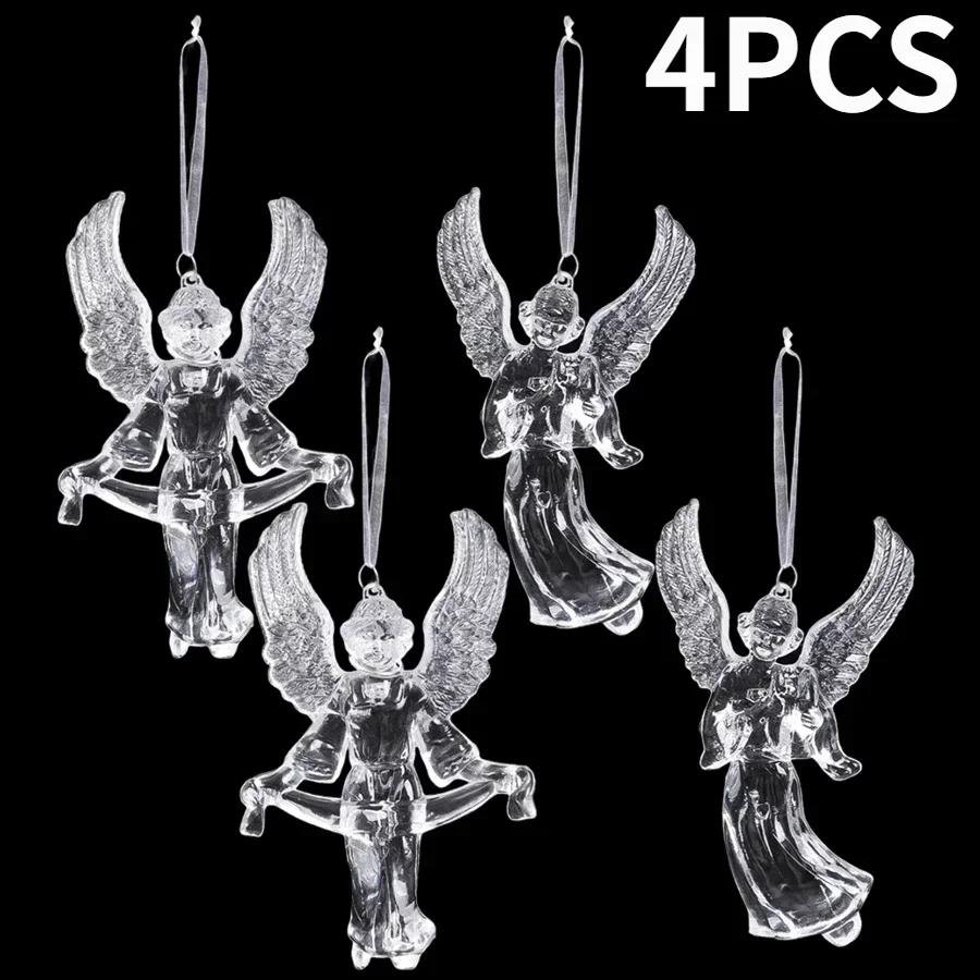 12/2PCS Christmas Acrylic Snowflake Ornament Crystal Clear Icicle Christmas Tree Pendants Holiday Winter Party Hanging Ornament