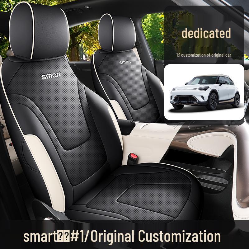 Smart Elf 1 Full Leather Car Seat Cushion - Universal Fit for All Seasons, Five Seats