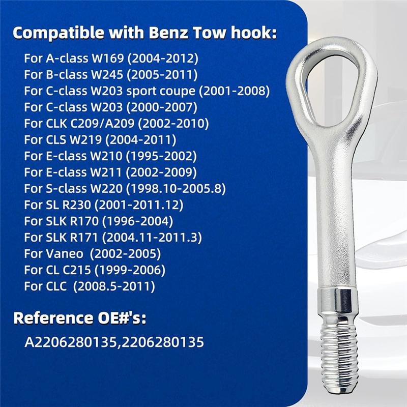 Tow Hook For Mercedes Benz A B C E S-Class W169 W203 W210 W211 W220 W245 C209 A209 R170 Car Accessories