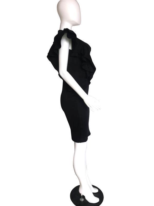 Ruffle Hem Bodycon Pencil Dress, European and American Mid-Length Style, Women's. Belt Not Included.