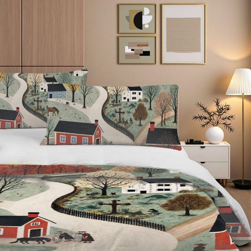 3-Piece Bedding Pillowcase Quilt Cover Set Autumn Pastoral Landscape 2D Digital Printing Suitable For Bedroom Dormitory Decor